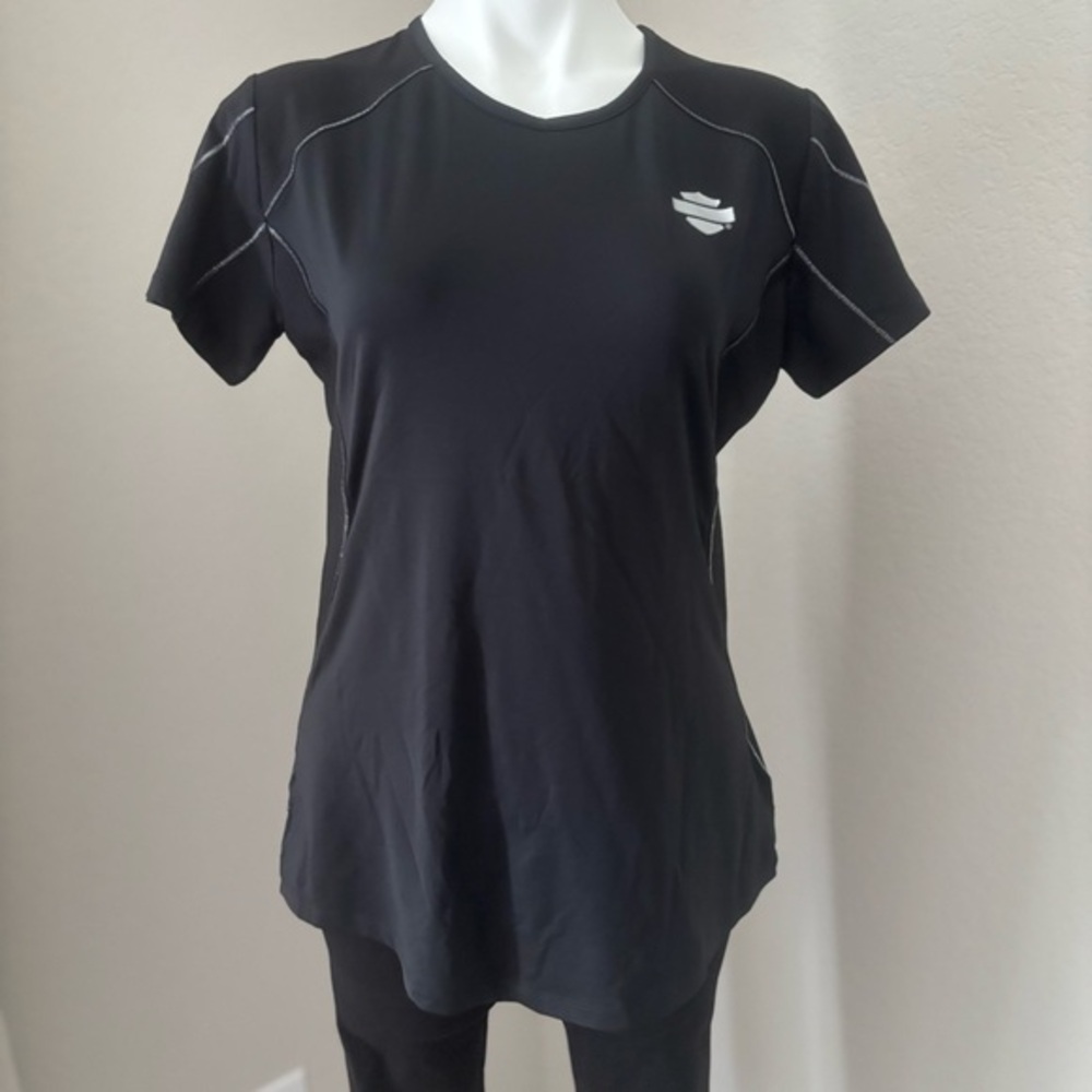 Harley-Davidson Women's Vented Performance B&S Logo Black Short Sleeve T-Shirt